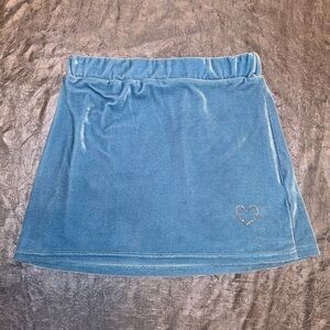 Blue velvet mini skirt